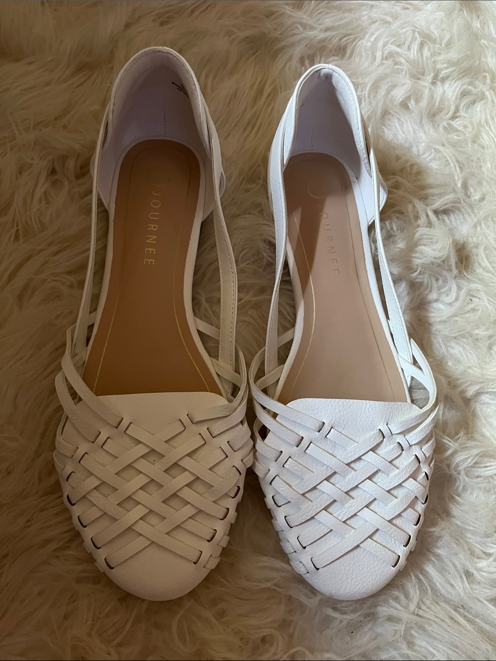 Journee Collection White Woven D'Orsay Slingback Flats